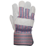 Gants cuir fendu/coton paume avec empiècement - 3032