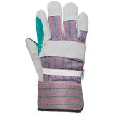 Gants cuir fendu/coton paume avec empiècement - 3033