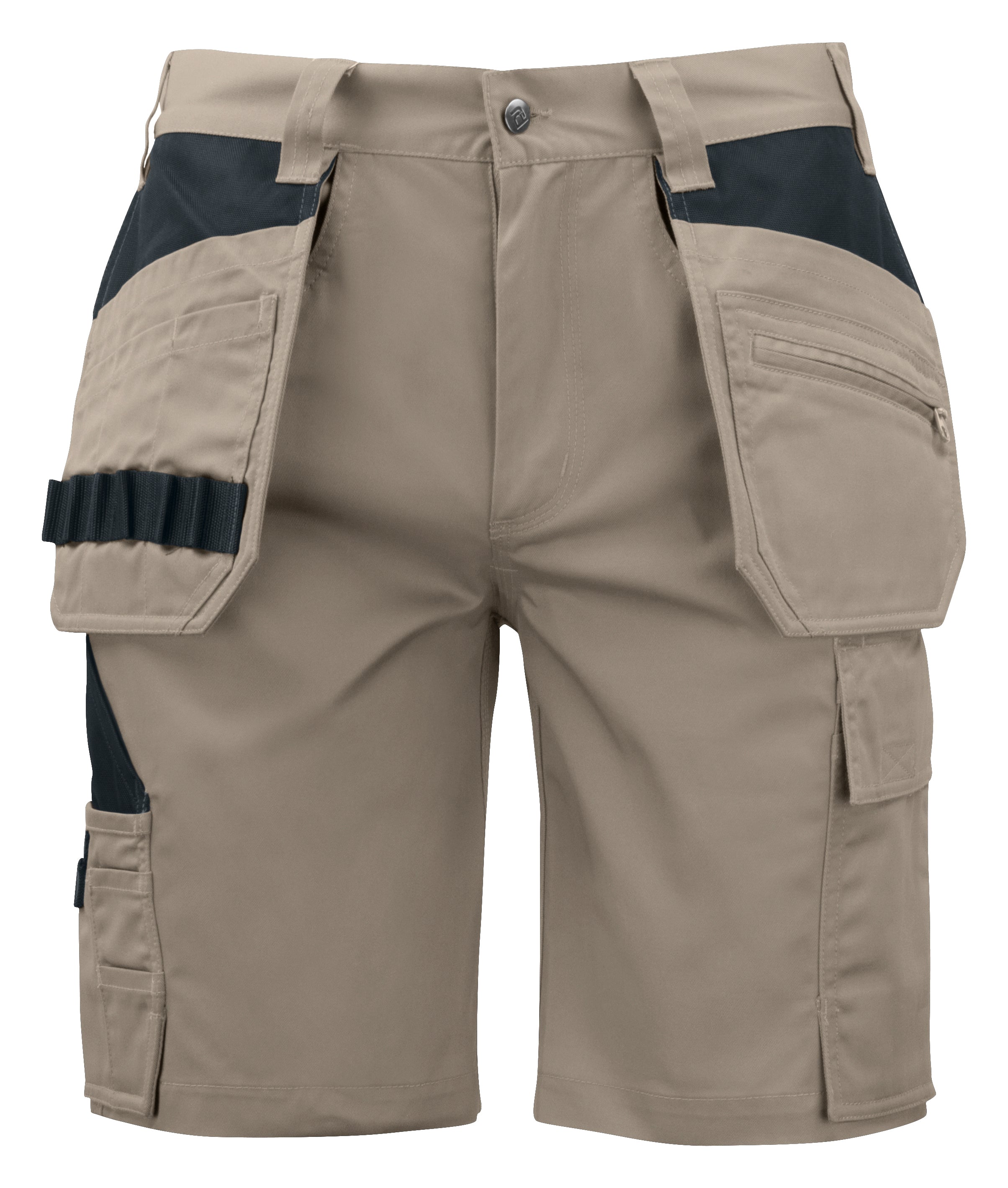 Multi-Pocket Shorts, Poly-Cotton Blend, Khaki