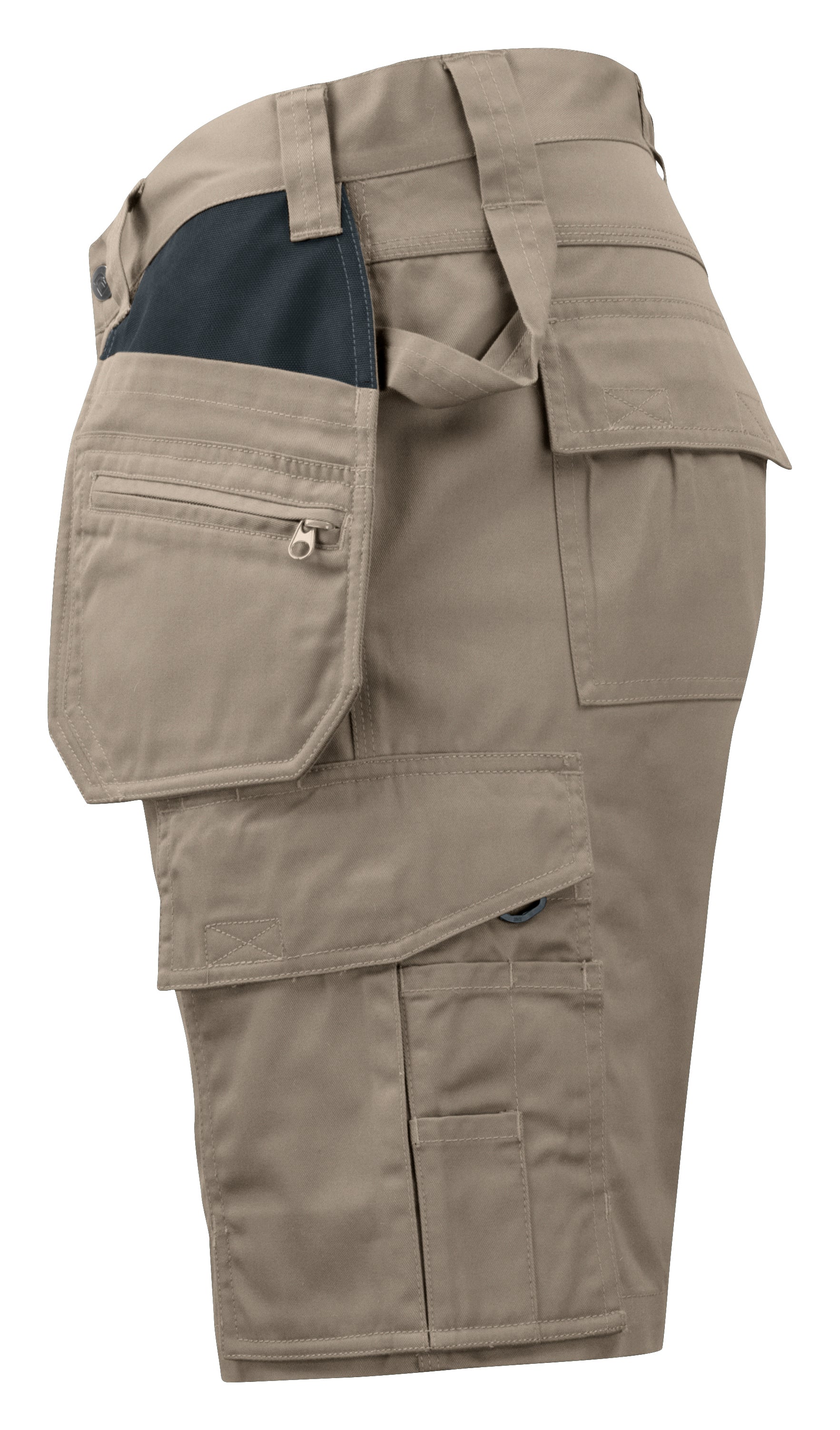 Multi-Pocket Shorts, Poly-Cotton Blend, Khaki